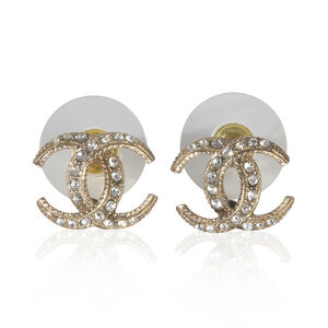 Chanel Gold-Plated  2017 Strass CC Earrings